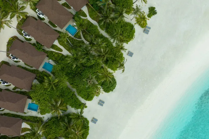 Avani+ Fares Maldives Resort — береговые виллы среди пышной тропической зелени у пляжа