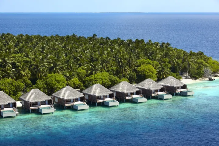 Dusit Thani Maldives — пляжные виллы спрятаны в зелени