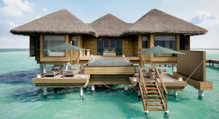 Huvafen Fushi — водная вилла с просторным бассейном на террасе